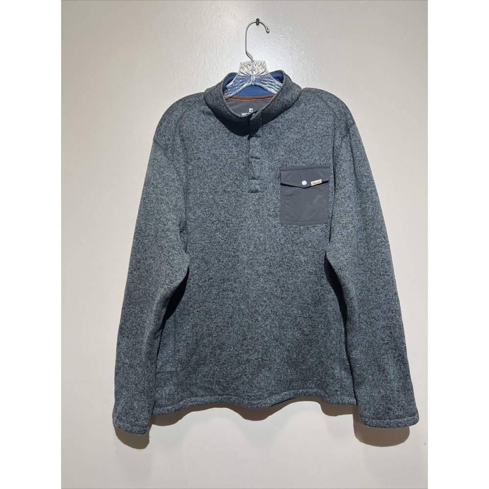 Woolrich Sweater Mens Size XL 1/4 Button Pullover Heather Gray